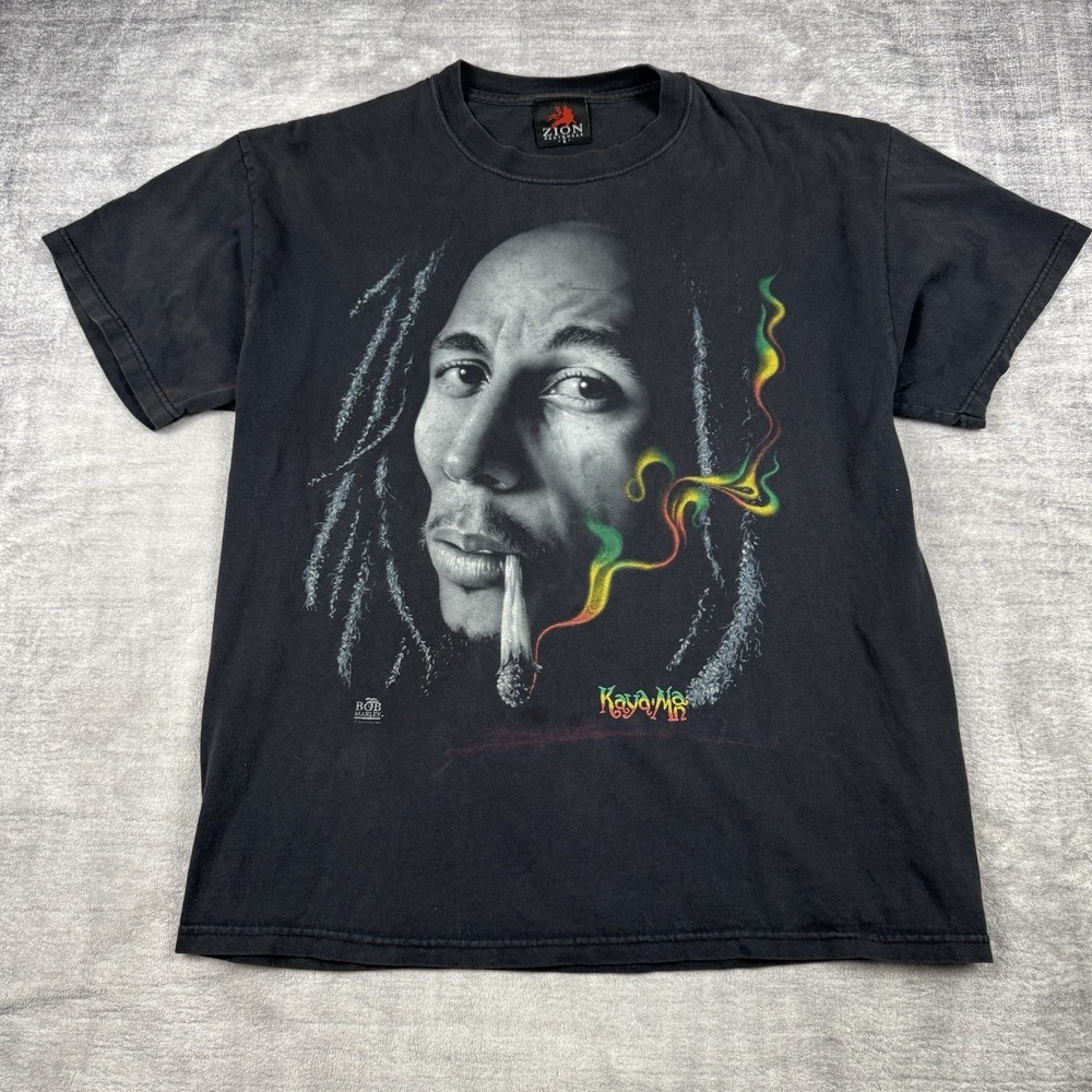Bob‎ Marley Shirt Mens Large Black Zion Rootswear Face 2007 Y2K Graphic reggae
